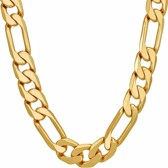 Figaro Chain Necklace 24k Gold Plated Classic Elegant Minimal Jewelry